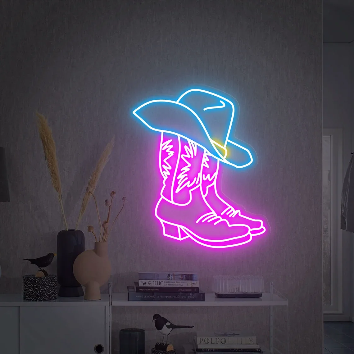 Cowboy Neon Sign para menina, Chapéu LED Sign, Decoração da parede do quarto, Arte do quarto, Presente para menina