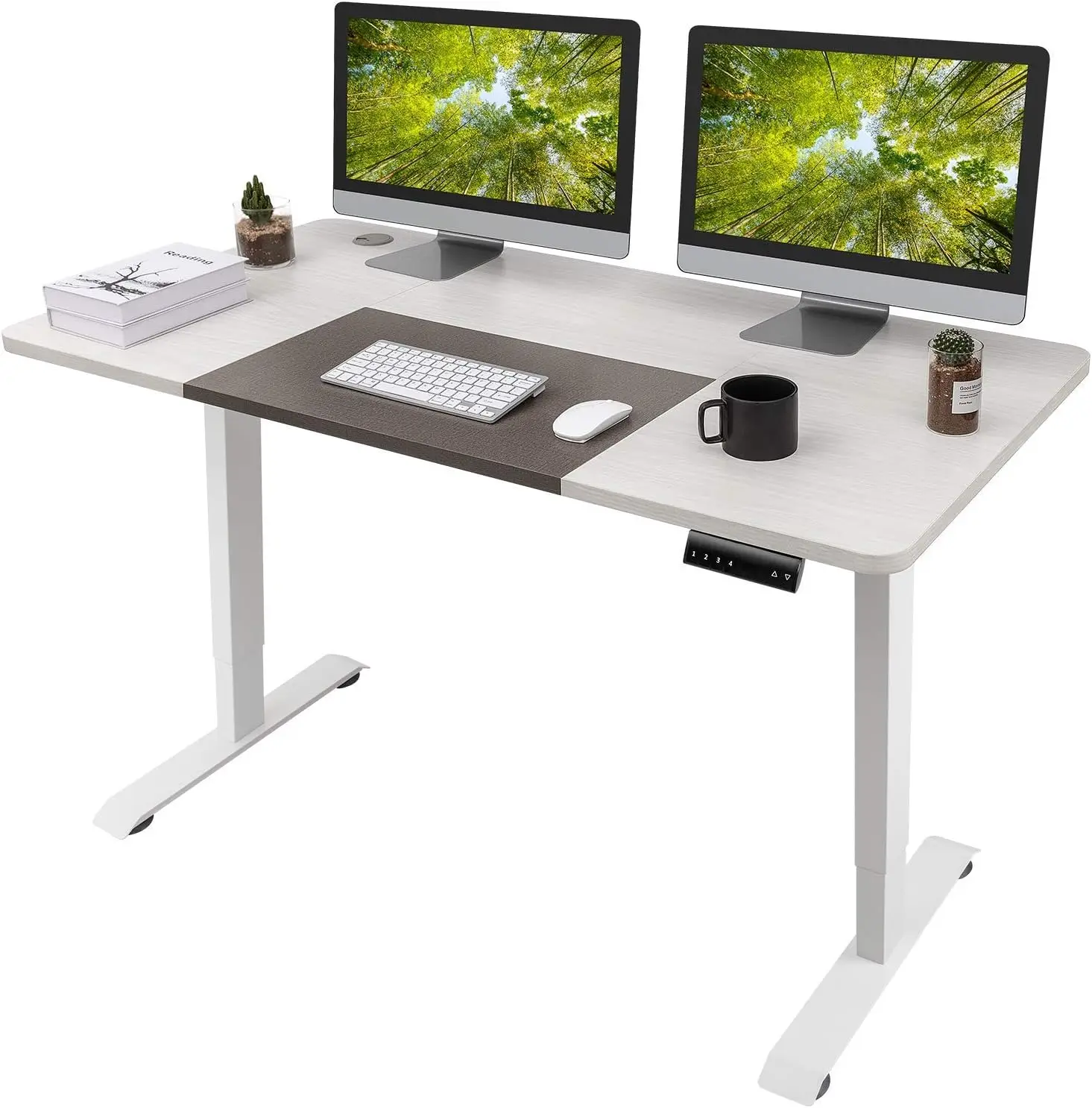 

Standing Desk, 55 x 28 Inches Stand Up Desk, Sit Stand Home Office Desk Computer Workstation with T-Shaped Metal Bracket