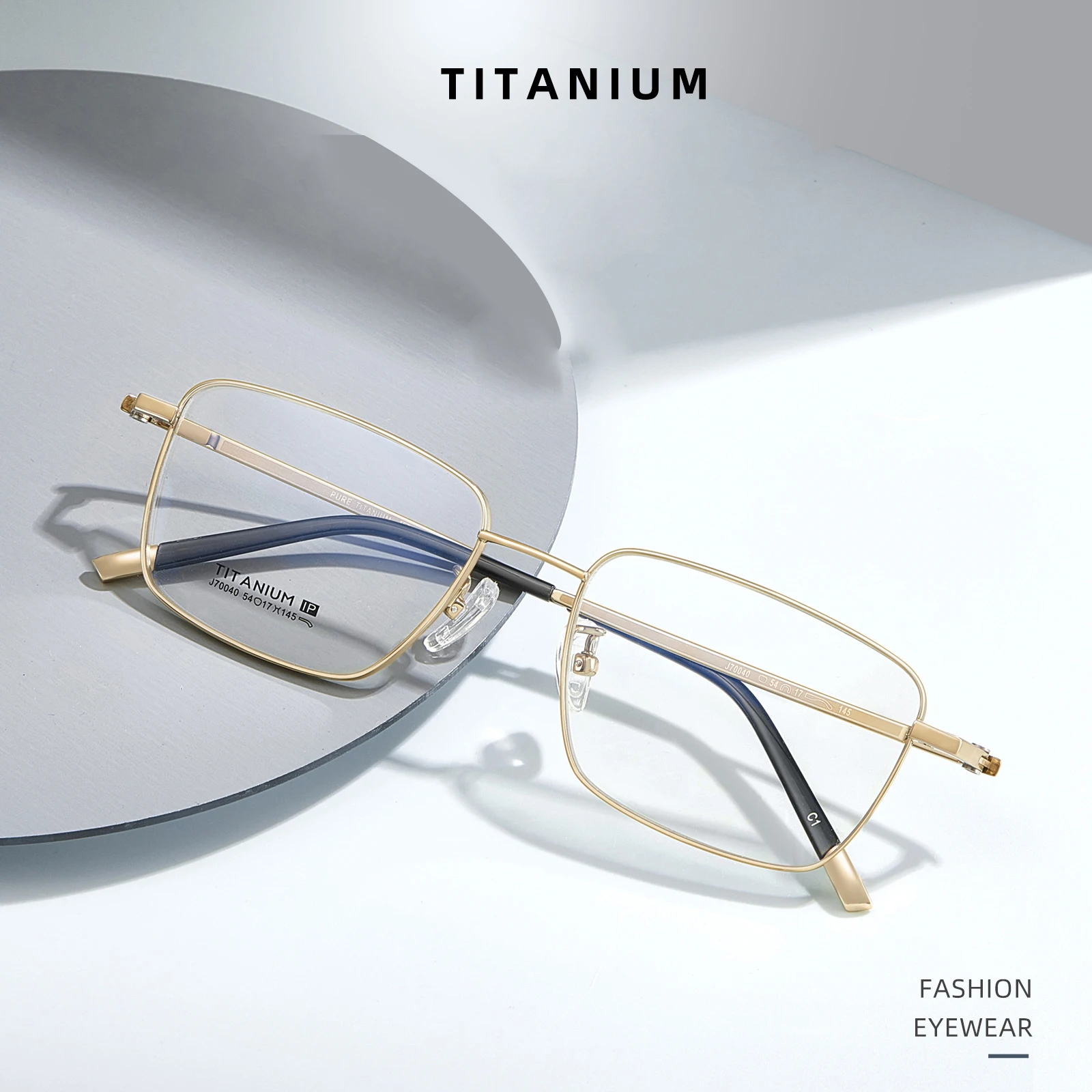 Men Square Eyeglasses Pure Titanium Glasses Frame Exquisite Design Myopia Hyperopia Prescription Lens High Quality Gold Optical