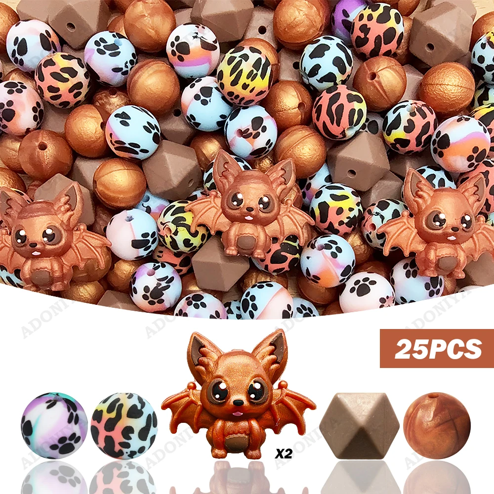 25/53-teiliges 3D Fledermaus-Serie Silikonperlen-Set für DIY Perlenketten, Armbänder, Stiftdekorationen, Schmuckanhänger usw. Feiertags-Geburtstagsgeschenk – Detail 7