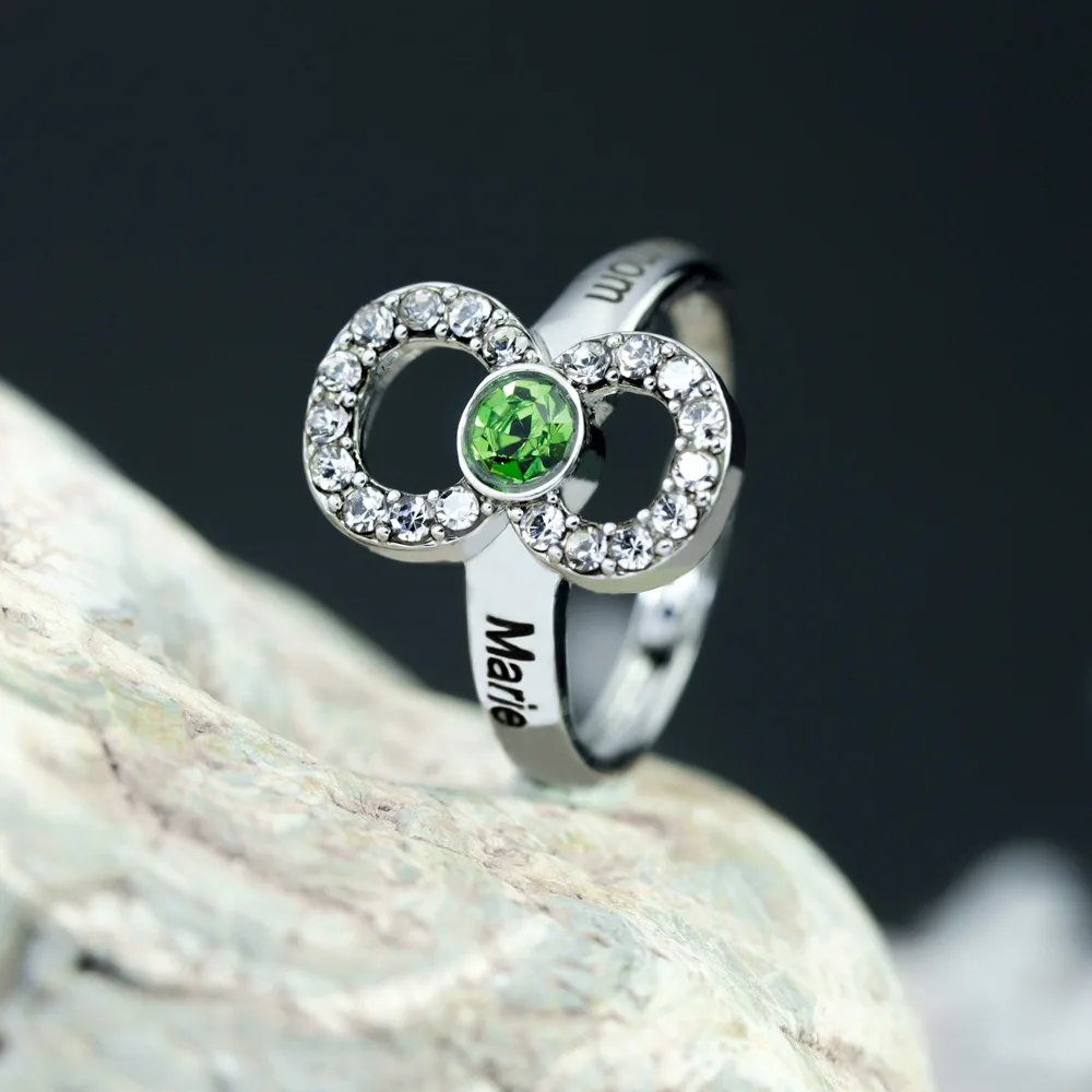 

Необычное кольцо Pensonalized с инкрустацией цирконом — медный ремешок с гравировкой на заказ и двойным именем — ювелирные изделия для пары