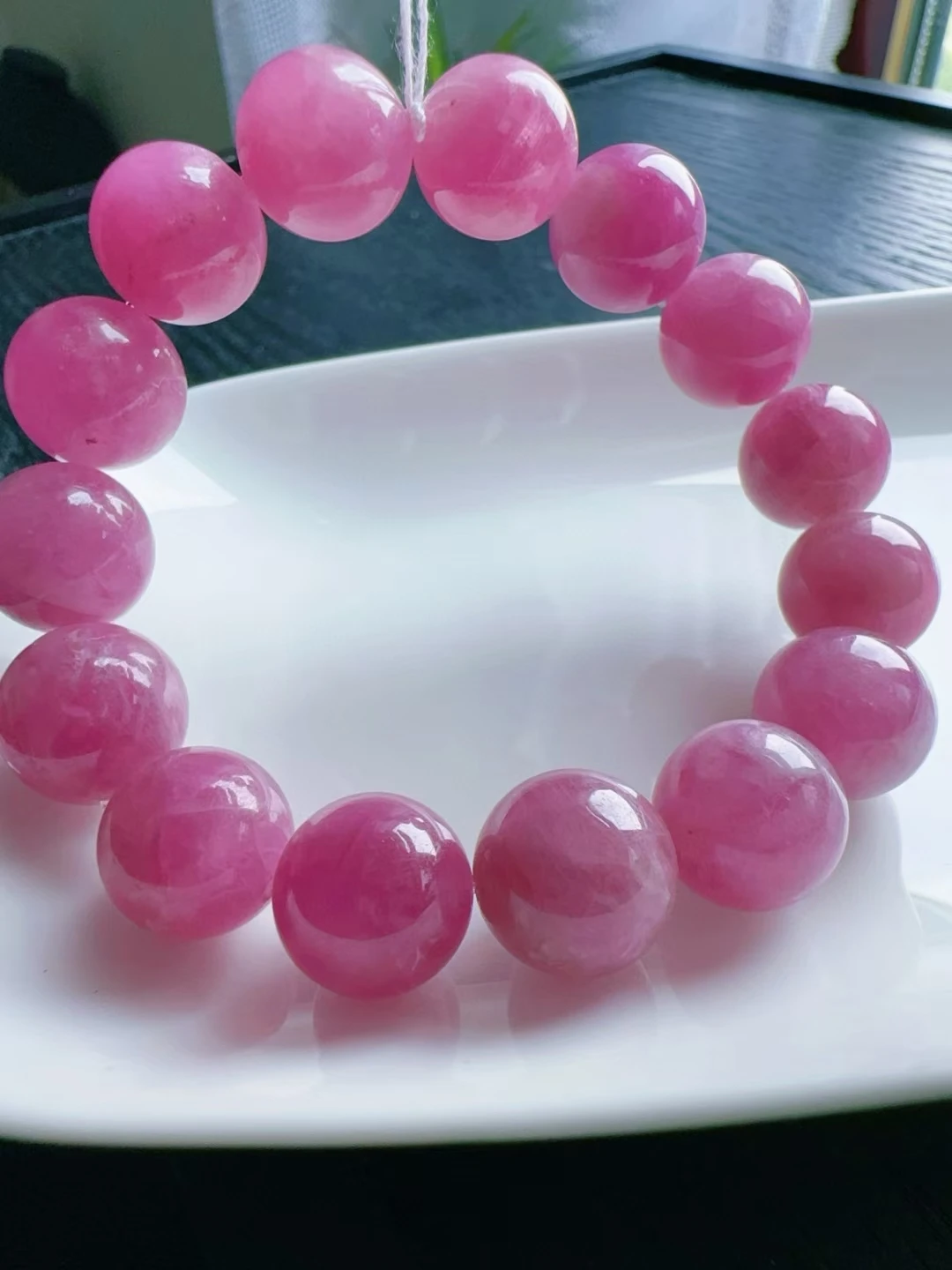 Natural Red Pink Tourmaline Clear Beads Bracelet 13.3mm Red Tourmaline Women Men Jewelry AAAAAAA