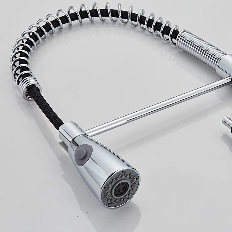 Sitting All Copper Spring Pull-out Faucet Chrome Plated Kitchen Faucet Hot and Cold Washing Basin Multifunctional Faucet