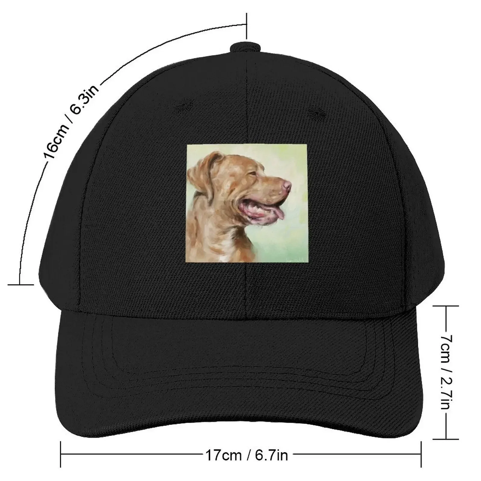 Oil Painting of a Beautiful Red Nose Pit Bull Smiling on a Green Background Baseball Cap Wild Ball Hat Golf Men Women's