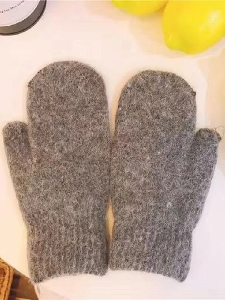 AliExpress Gloves Women's Winter Plus Velvet Thickening Winter Cold-proof and Warm Cute Cycling Ladies Finger-wrapped Gloves Japanese