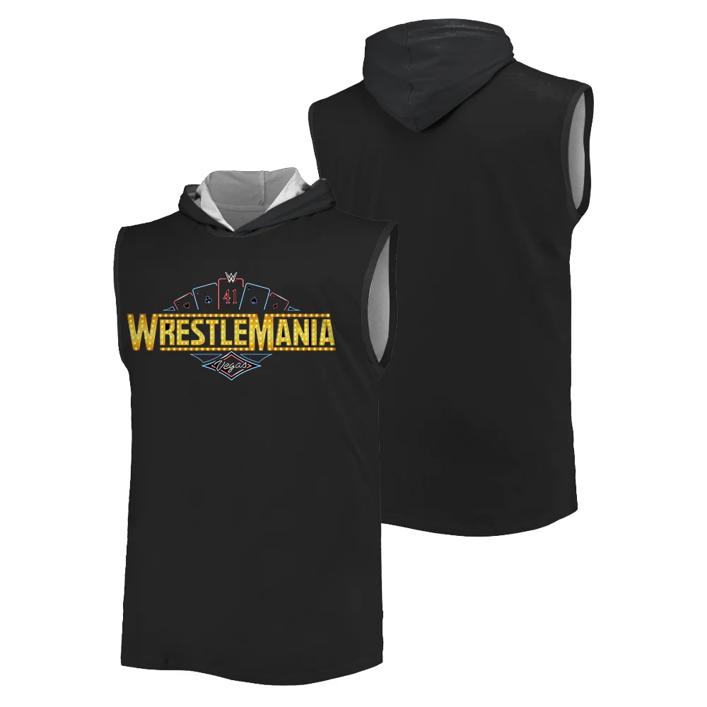 WrestleManiat T-shirt WWE 2025 Summer Hot Sale 3D printed hooded vest Outdoor sports and fitness breathable and loose tank tops