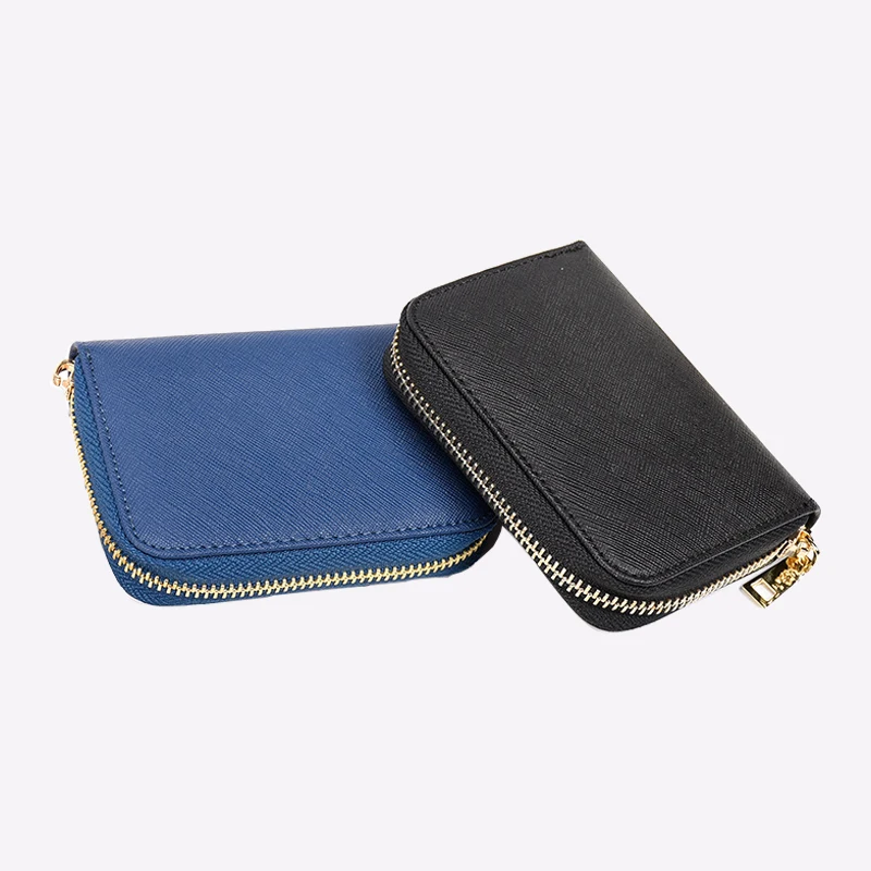 

Personalized Business Card Holder Wallet Women Men Bank ID Credit Card Case 10 Bits Card Real Saffiano Leather Zipper Coin Purse