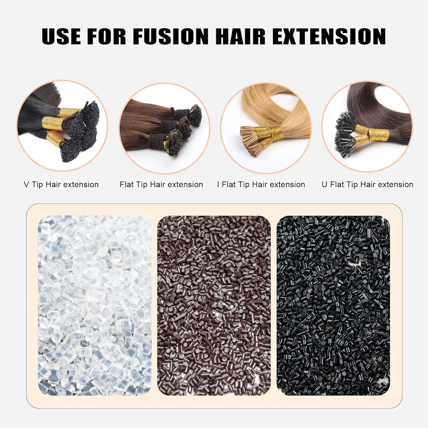 100g Transparent Withe Clear Italian Fusion Keratin Glue Pellets Granules Beads for Making Wig Nail/I Tip Hair Extensions