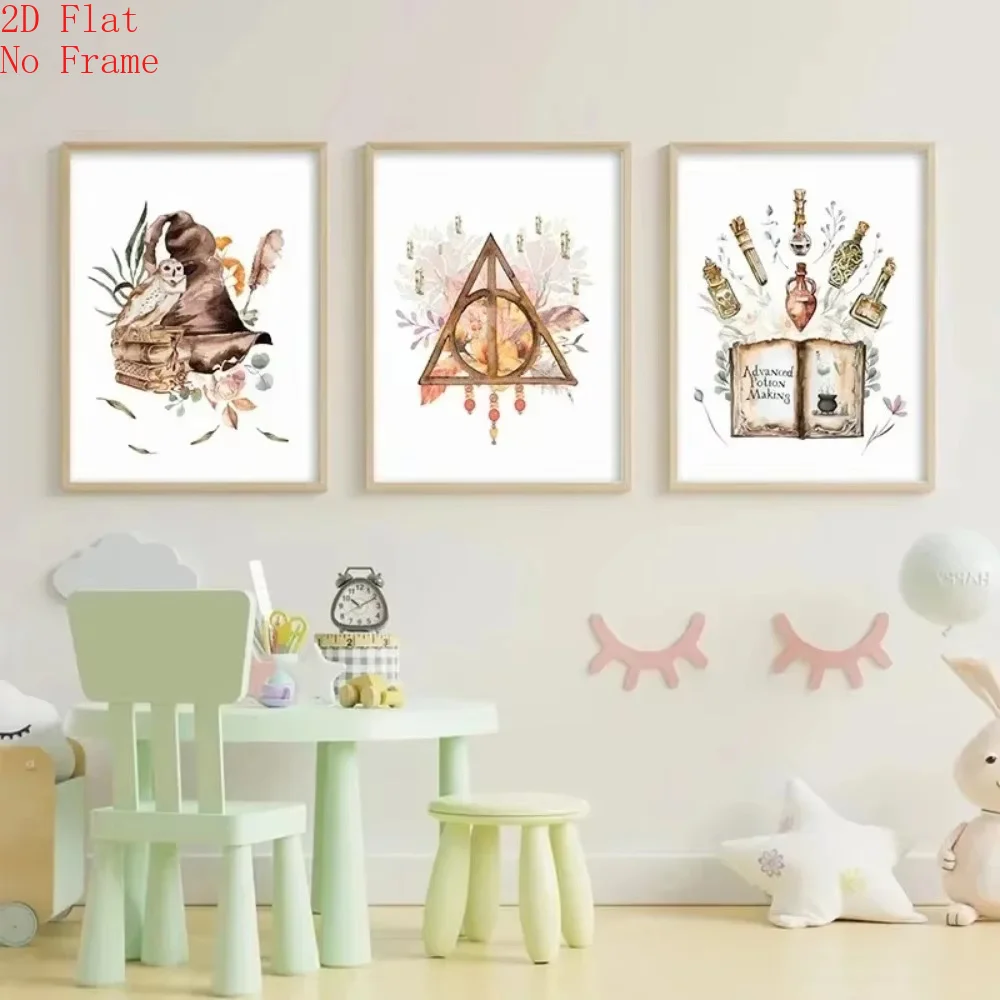 AZNM Printing Posters Canvas Paintings Wizards Magic Schools Owls Brooms Potions Potter Rooms Home Decor