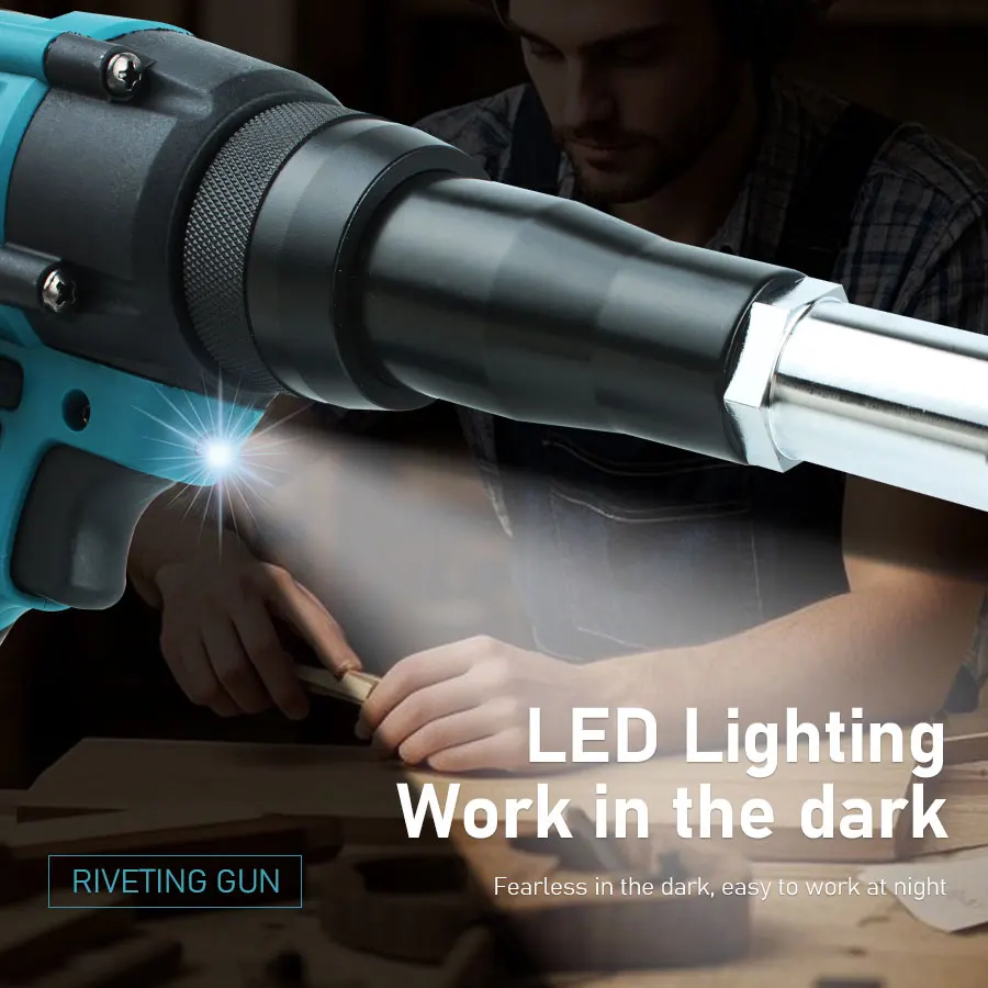 Electric Rivet Gun Rechargeable Lithium-ion Riveting Machine Aluminium Alloy Automatic Rivet Gun (without Battery)