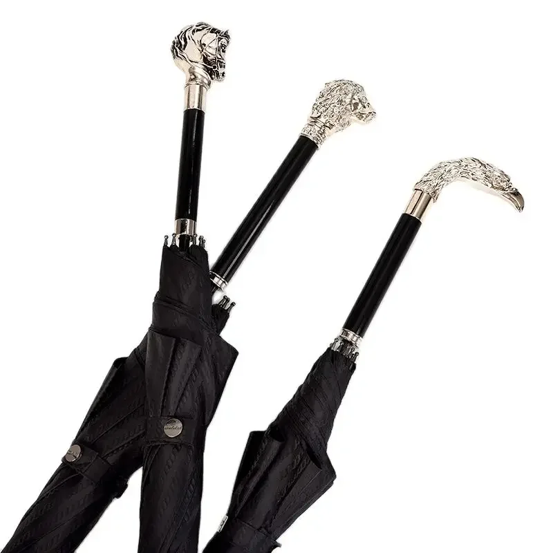 Art Big Sun Umbrella Clear Parasol Long Handle Umbrella Gifts Custom Men's and Women's Horse Eagle Lion Head Umbrellas SY311