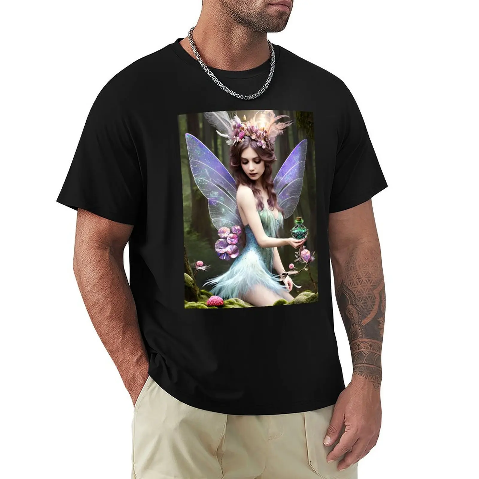 Forest Fairy With Potion T-Shirt Simple Print Design T-Shirt
