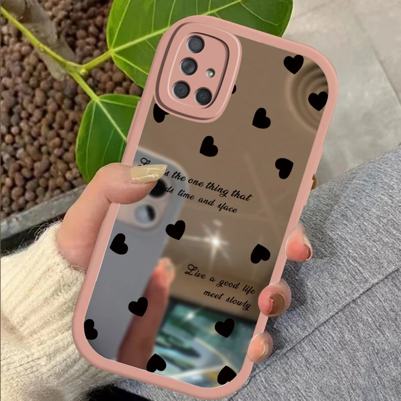 Mirror Silicone Case For Samsung Galaxy A05 A05S A10S A20S A21S A30 A30S A70 A11 A31 A51 A71 A03 A03S A04 A04E Love Heart Cover
