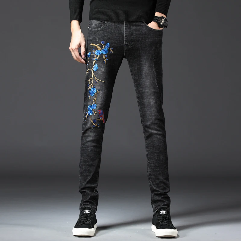 919 blue flower embroidery