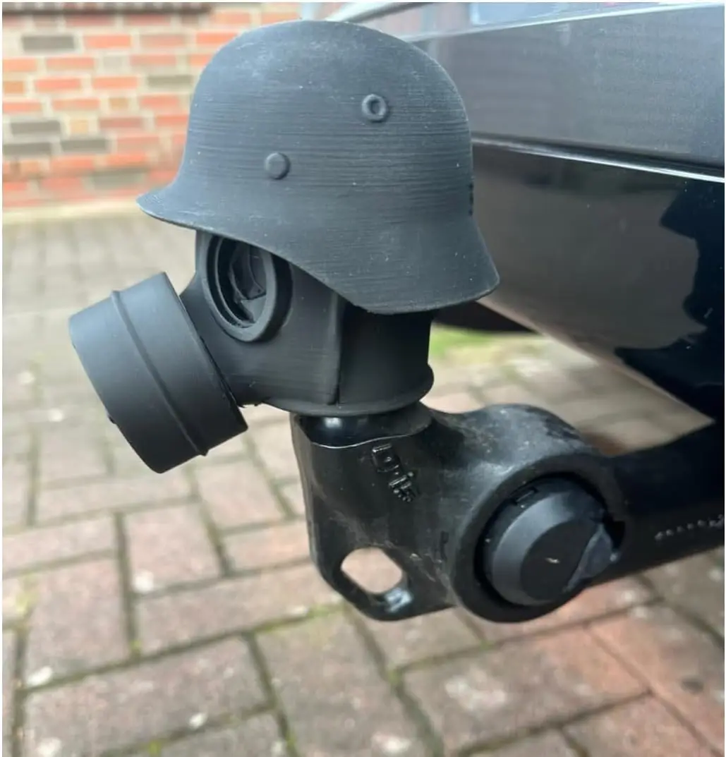 Trailer Hitch Cover With Steel Helmet And Gas Mask 3D Printed Trailer Hitch Ball Cover Prevent Receiver Tube From Rusting