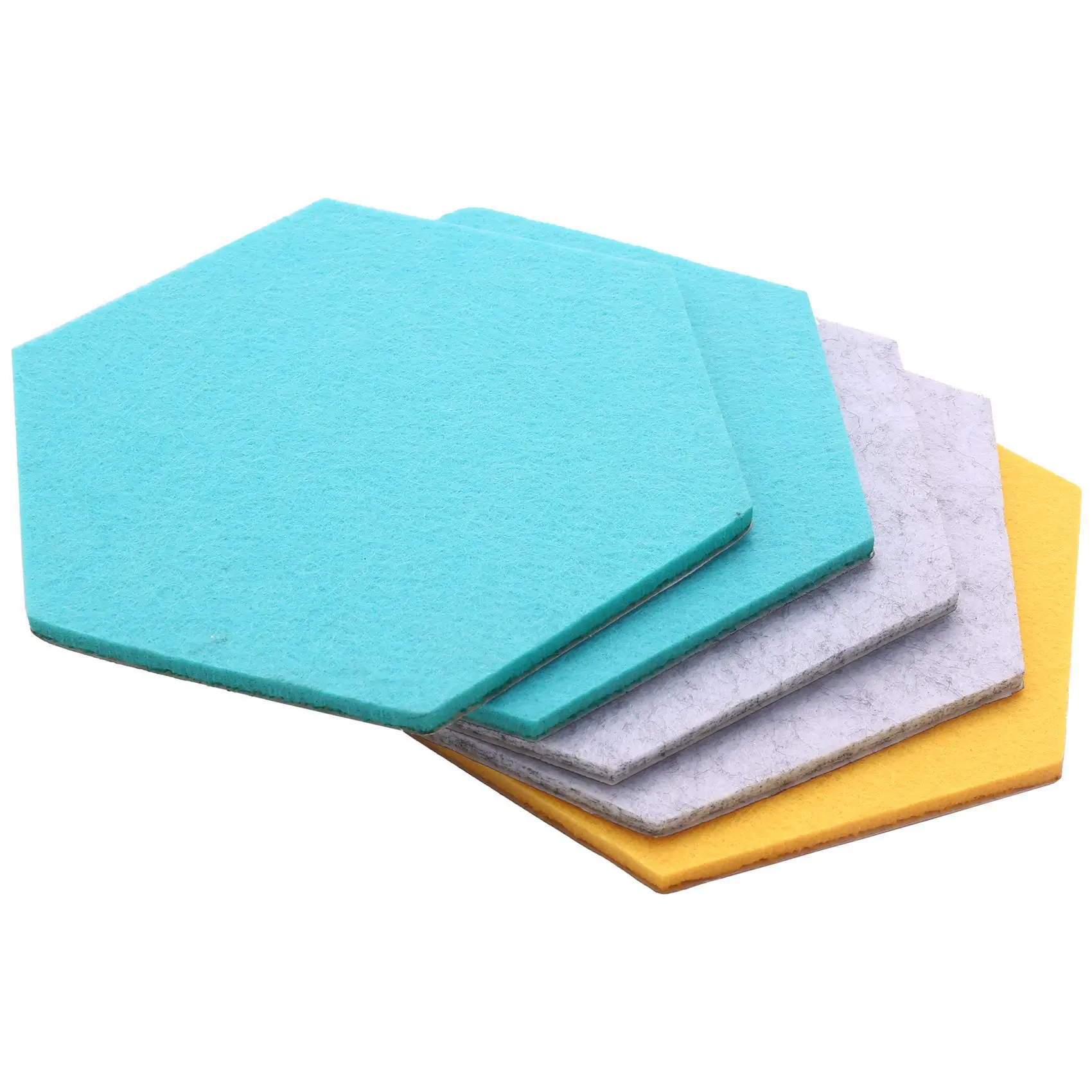 10Pcs Hexagon Felt Board Hexagonal Felt Wall Sticker Multifunction 3D Decorative Home Message Board Gray Yellow Series