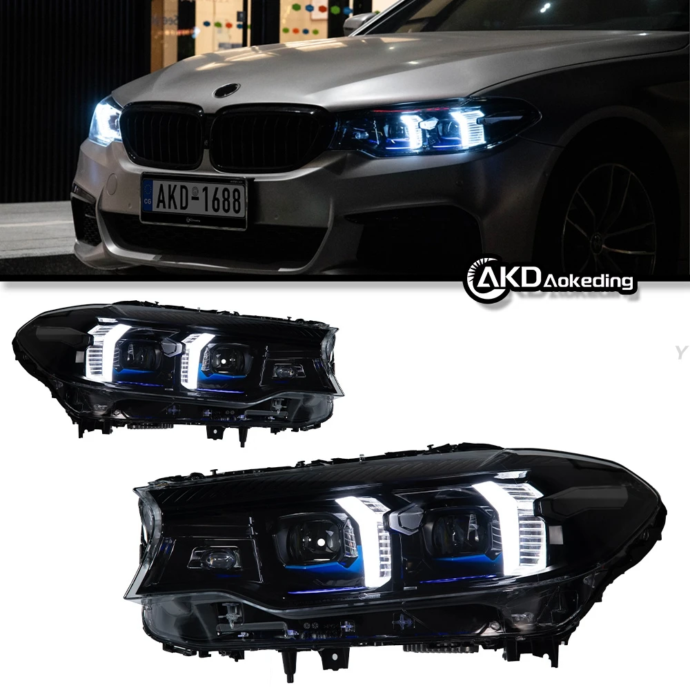 AKD Auto Parts For BMW G30 Headlights 2018-2020 5 Series G38 Pre-LCI LED Daytime Lights Dual Projector Car Accesorios Modified