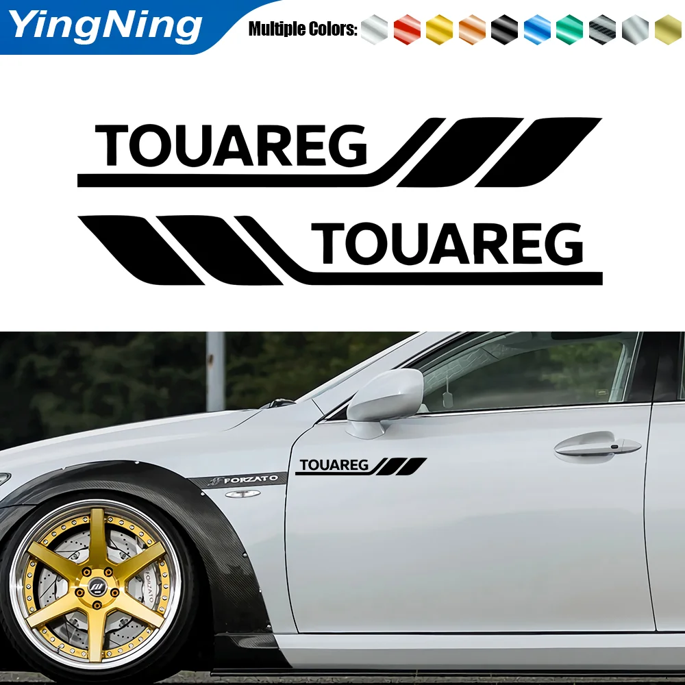 

2pcs Car Side Reflective Sticker Car Decorative Bumper Leaf Plate Door Vinyl Decal Sticker For VW Volkswagen TOUAREG Accessories