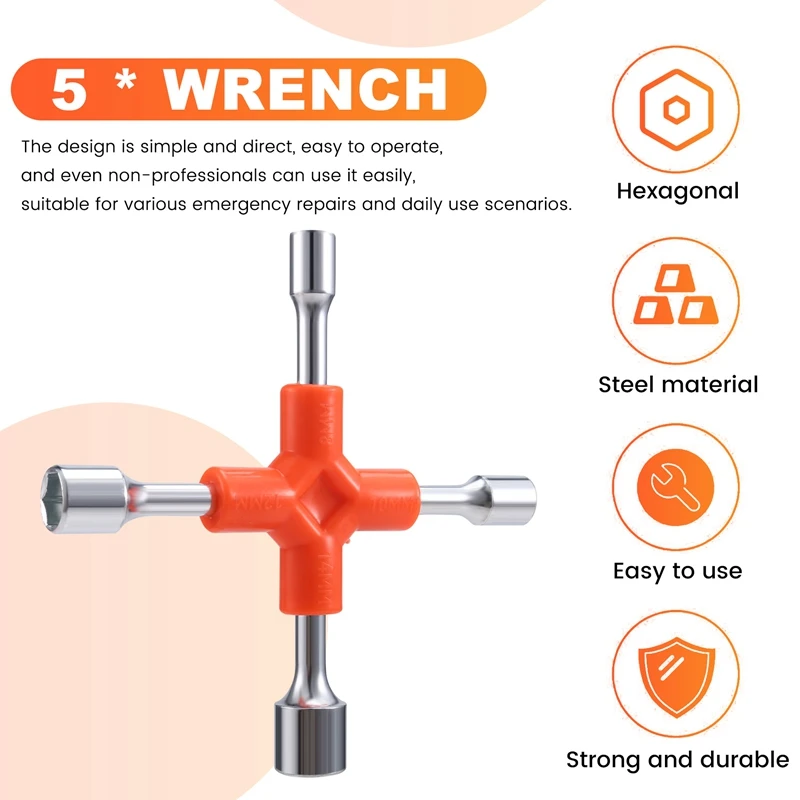 AT02-Multi-Function Spanner Multi-Head Outer Hexagon Tool Bike Repair Tools Portable Three Hexagonal Internal Wrench