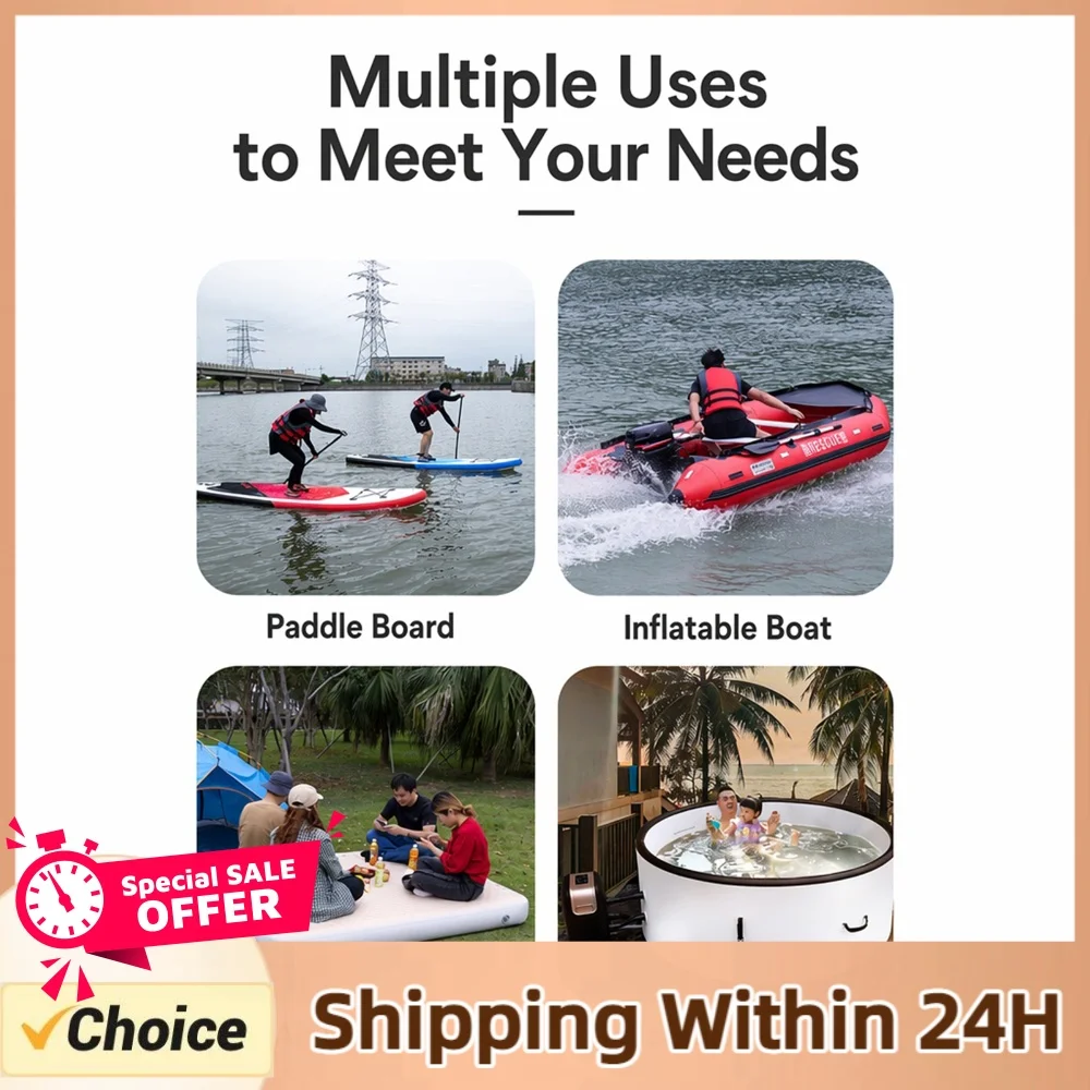 Portable Dual Action Hand Pump for Paddleboard Inflatable Kayak Raft 2-Way Inflate Deflate with Gauge