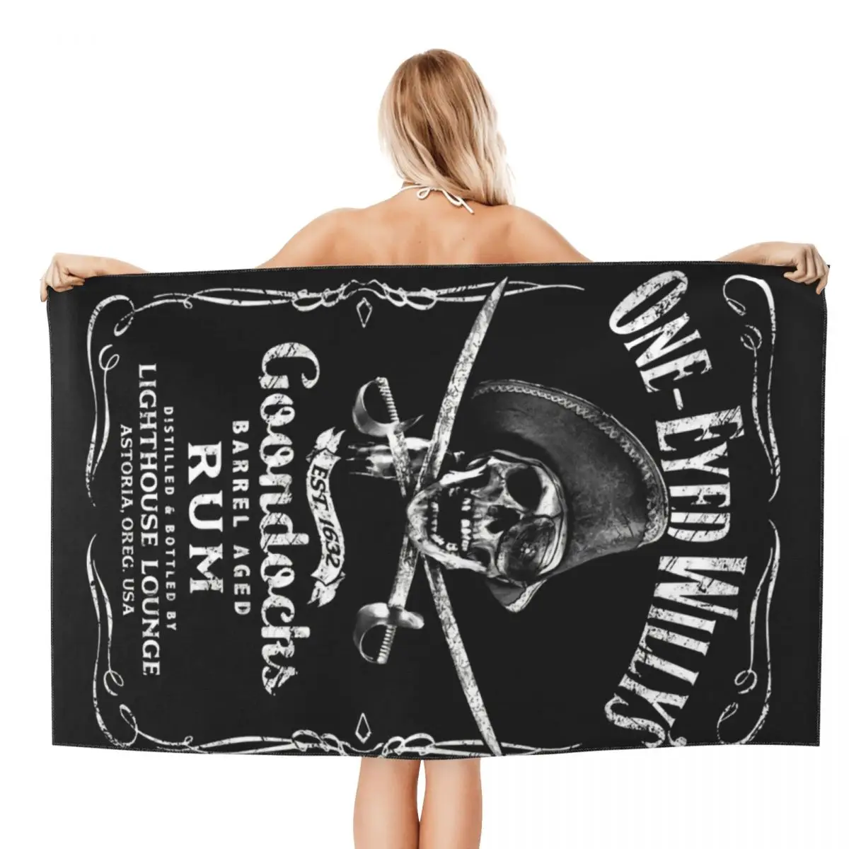 Custom The Goonies One Eyed Willy's Rum Super Soft Microfiber Bath Beach Towel Quick Dry Comedy Skull Pirate Shower Sauna Towels