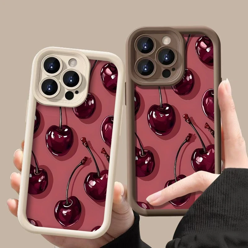 Funda de teléfono con estampado de cereza brillante para Xiaomi Poco X7 F6 F5 X6 X5 M6 Pro X3 F3, funda suave a prueba de golpes