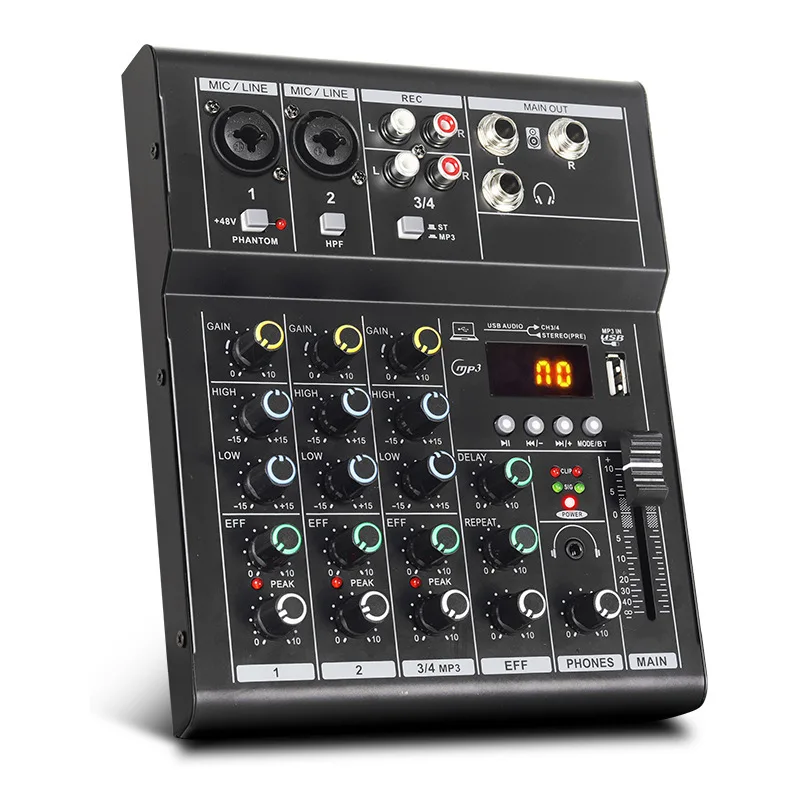 Cross-border 4-6-channel Professional Small-sized Mixing Console Echo Effect Microphones Singing Stage Performances Conferences