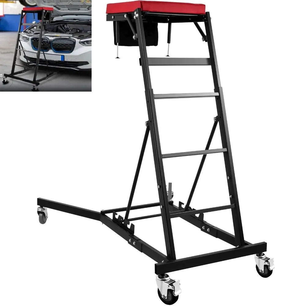 High Position Rolling Repair Stool, Auto Mechanic Creeper Seat with Tool Tray, Garage Service Cart for Workshop