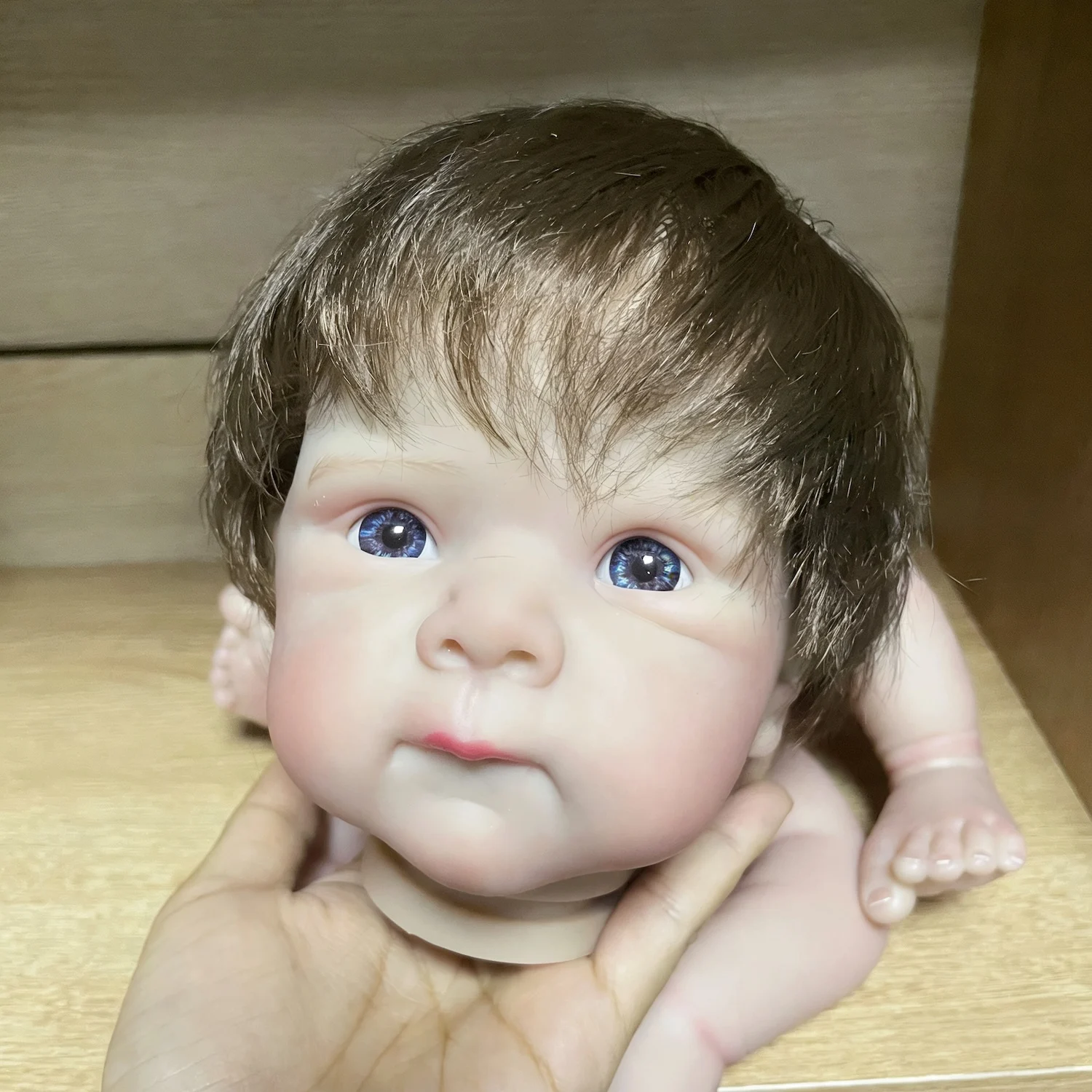 19 Inch Painted Vinyl Reborn Doll Kit Bettie With Hair Transplant and Eyelashes 3D Painted Skin Visible Veins Handmade Mold