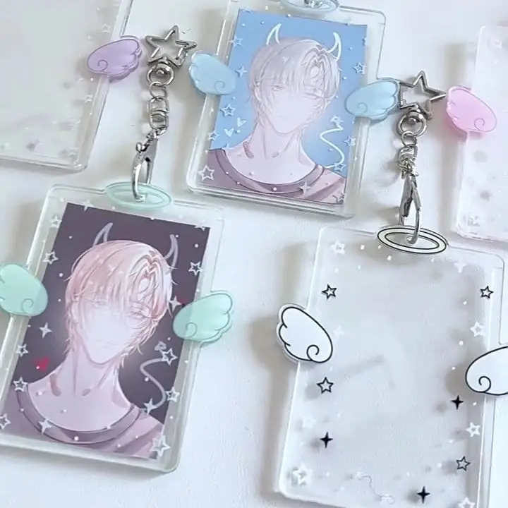 ชุดการ์ด Angel Star Wings, Chasing Star Love Bean การ์ดขนาดเล็กและชุดป้องกัน, ชุดการ์ดอะคริลิคโพลารอยด์ขนาด 3 นิ้ว Pendan