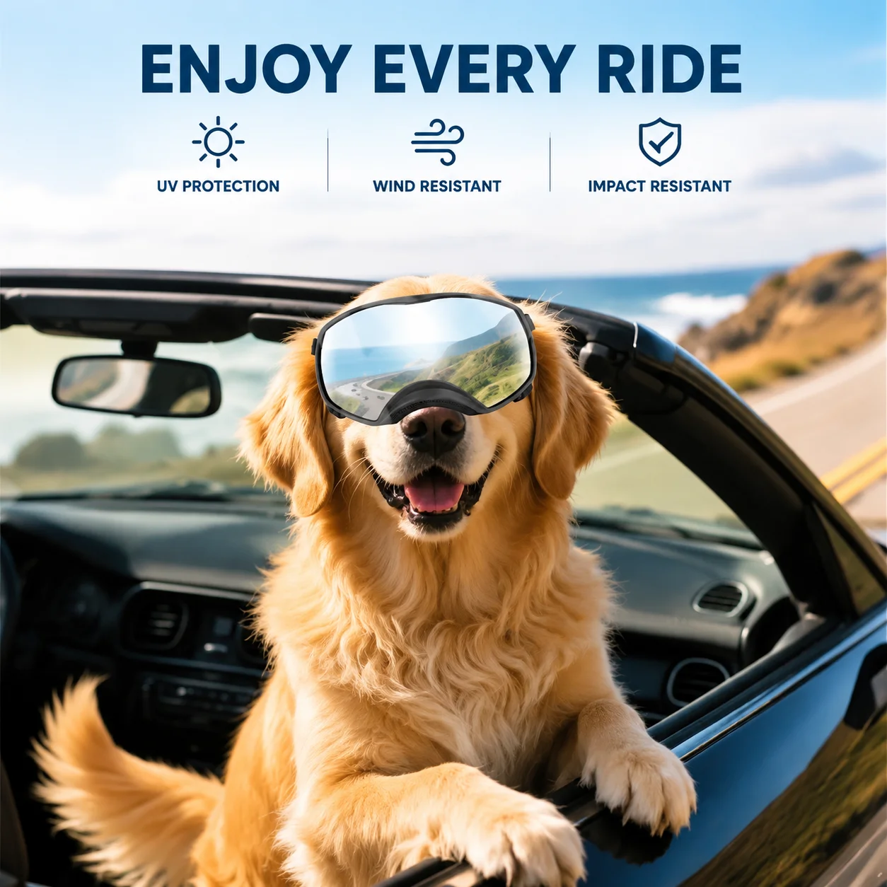 Pet glasses, windproof and sandproof, UV-proof sunglasses, medium and large dog goggles