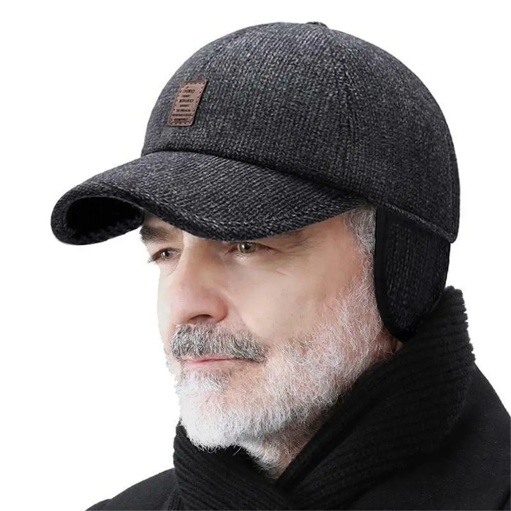 Men Autumn Winter Hat Outdoor Thick Warm Adjustable Earmuffs Baseball Cap