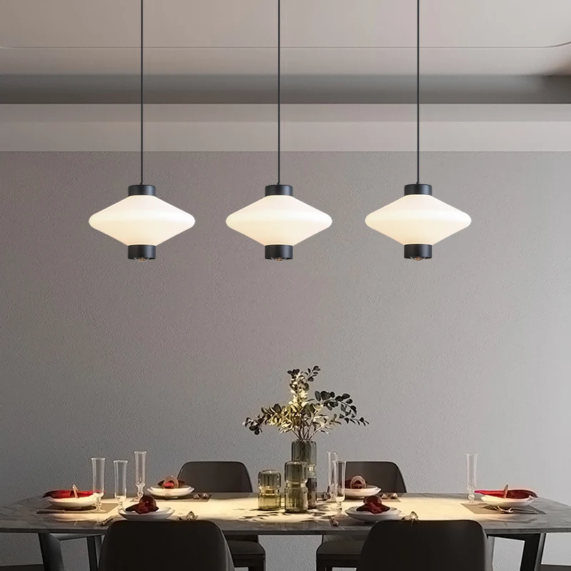 Modern Minimalist Hotpot Restaurant Dining Pendant Light Coffee Shop Dining Table Bar Counter Island Glass Single Chandelier