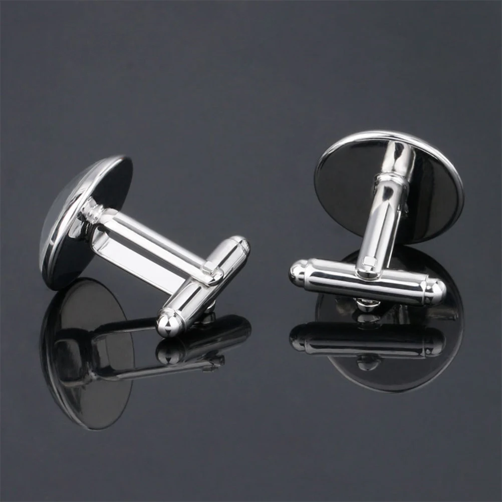 

Copper and Glass Cuff Link for Men Simple Elegant Round C Letter Design Easy to Clean Sleeve Button All Match Style Collar