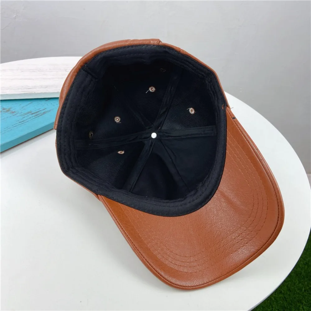 Fashion PU Leather Sunglasses Hat Personality Handsome Peaked Cap Korean Style Streetwear Pilot Glasses Hat Outdoor