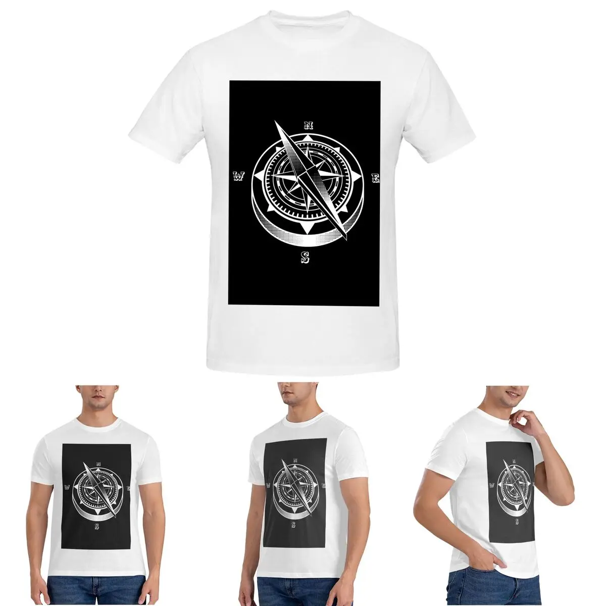 

Nautical Compass Captain Anchor Boat T-Shirt for Men Cotton Oversized T Shirts Men's Short Sleeve Crew Neck Summer Clothes Tops