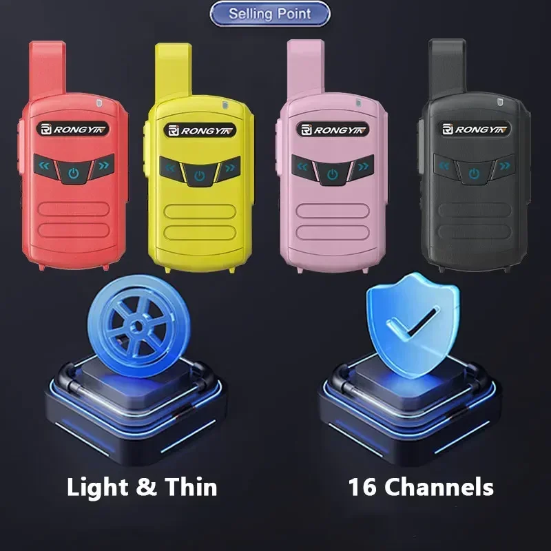RongYin A5 Mini Walkie Talkie Long Range Type-C Charger UHF 400-470Mhz VOX 16 Channels Wireless Frequency Copy Kids Gifts BF-T20