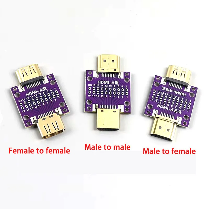 HDMI A Male to A Female Test Board Adapter With PCB Board Male to Male Female to Female Interchangeable Circuit Board Pin Header