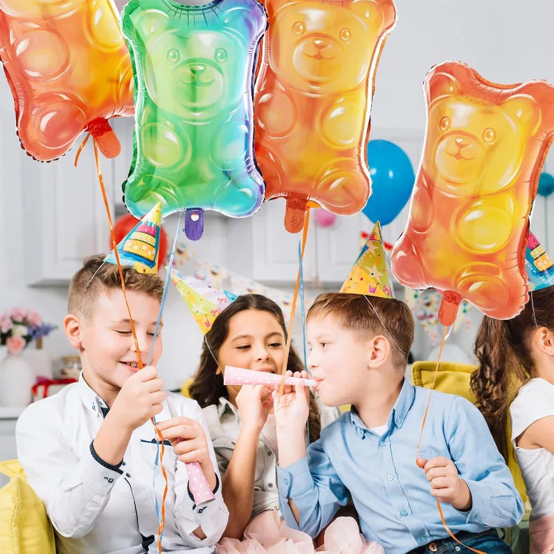 8 Stück Bunte Gummibärchen-Folienballons für Candyland-Party Dessert-Station Regenbogen-Süßigkeiten-Bar Partyzubehör