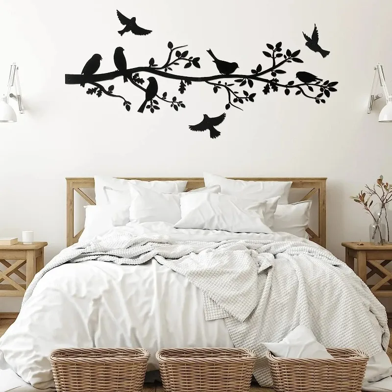 1Set, Metal Bird Wall Art, Bird In Branch Metal Wall Art Decoration, Indoor Bedroom Living Room Decoration, Holiday Decoration