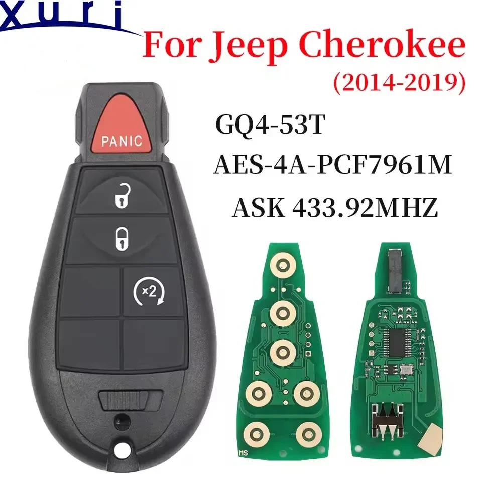 

Xuri GQ4-53T 46 CHIP PCF7961 433MHz Car Remote Key For Jeep Cherokee Dodge Caravan RAM Chrysler Town & Country