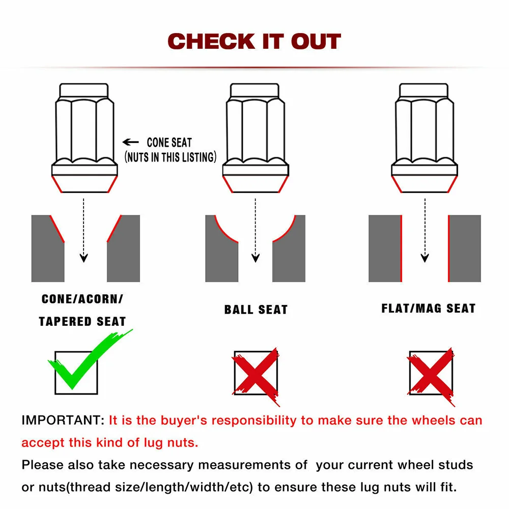 20pcs Lug Nuts Bulge Acorn 12x1.5 Chrome Wheel Nut Replacement for F-ord F-usion F-ocus E-scape for Auto Car Accessories