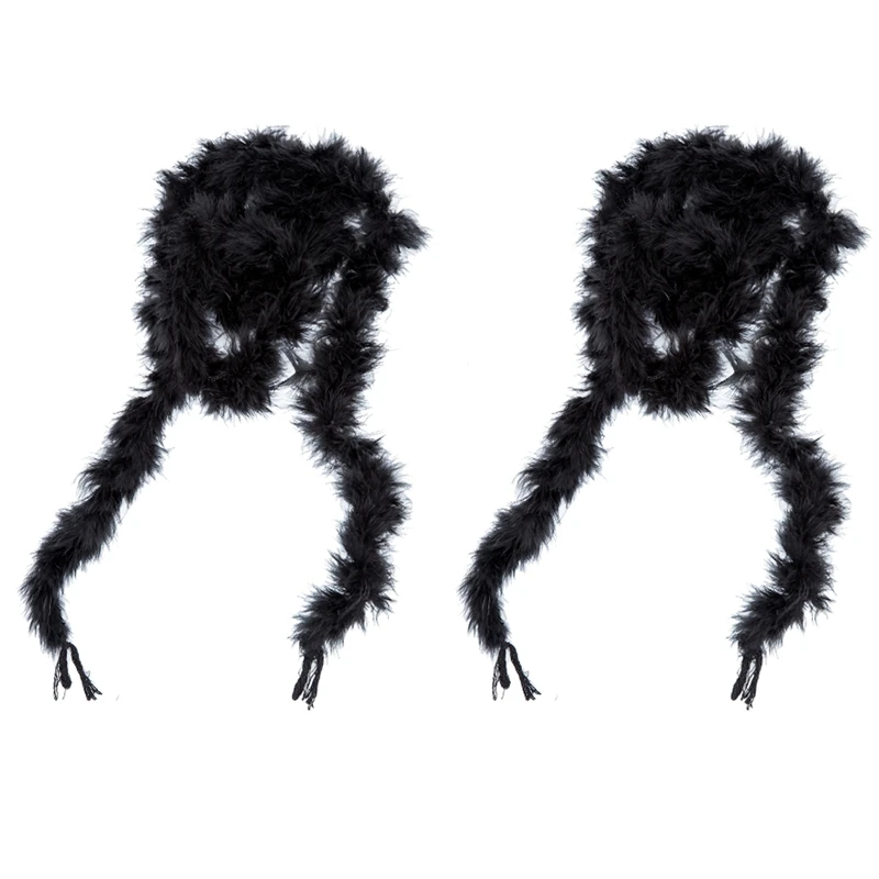 2Pcs 6 Foot Marabou Feather Boa For Diva Night Tea Party Wedding - Black