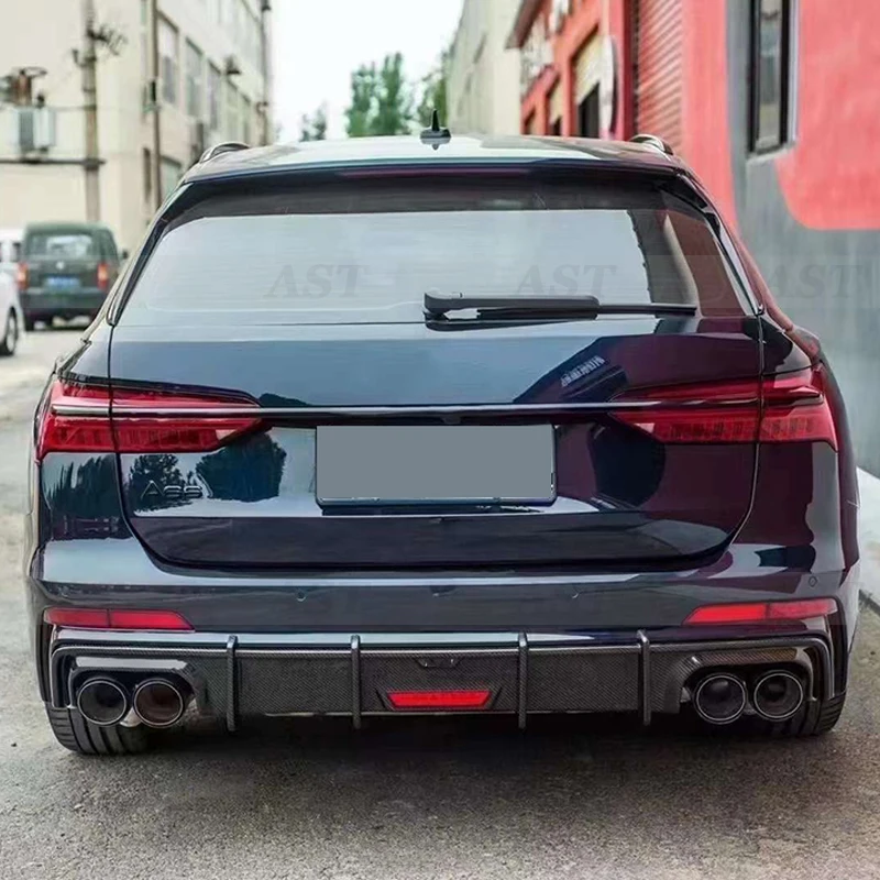 For Audi A6 C8 Travel Edition 2019+ Carbon Fiber Car Rear Bumper Diffuser  Back lip Spoiler Rear Lip Body kit