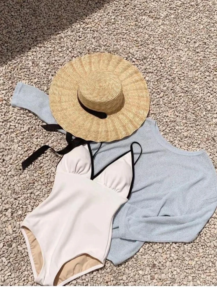 

European/American Ins style spicy girl deep V sexy backless slim fit one-piece swimsuit beach hot spring vacation women's tops