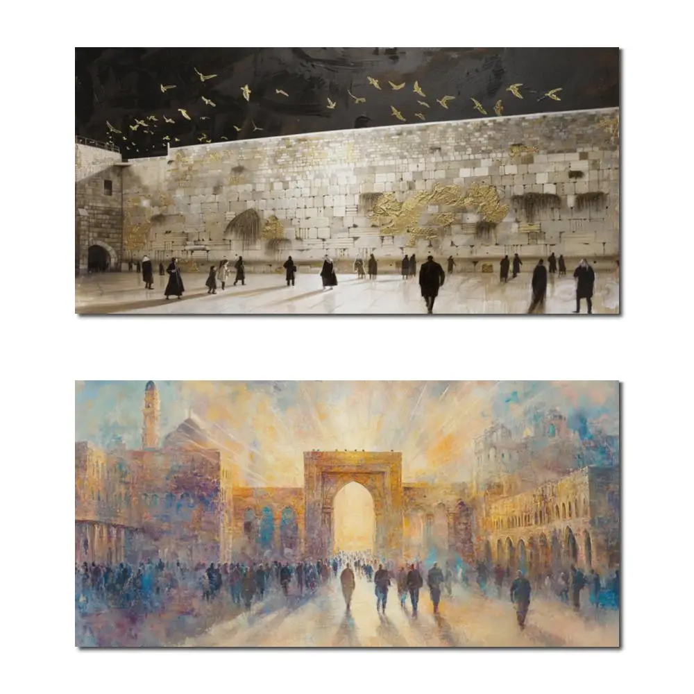 

Абстрактная картина маслом Иерусалим, ручная роспись, холст, искусство, израильский пейзаж, Иудаика, произведение искусства для кафе, домашнего офиса, современный декор, подарок