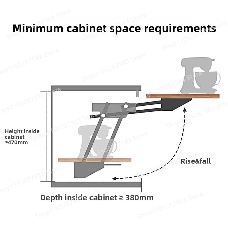 Kitchen Machine Lift Bracket Kitchen Blender Coffee Machine Up and Down Lifter Hydraulic Buffer Countertop Extension Hardware