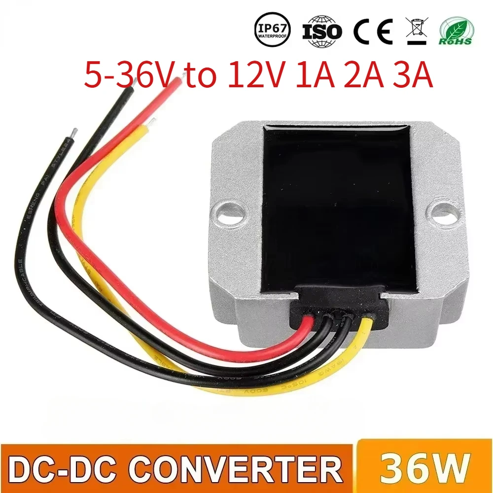 5-36V to12V 1A-3A Boost Buck DC DC Power Converter 12Volt Car Voltage Regulator Stabilizer Buck Module Power Supply with CE RoHS