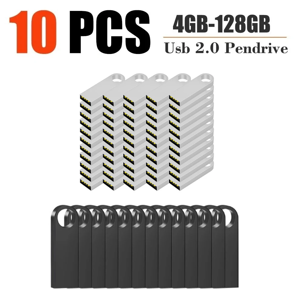 10pcs/lot USB 2.0 Flash Drive 64GB 32GB Pen Drive Memory Stick Pendrive 4GB 8GB 16GB U Disk Thumb Flash Disk Gift Free laser