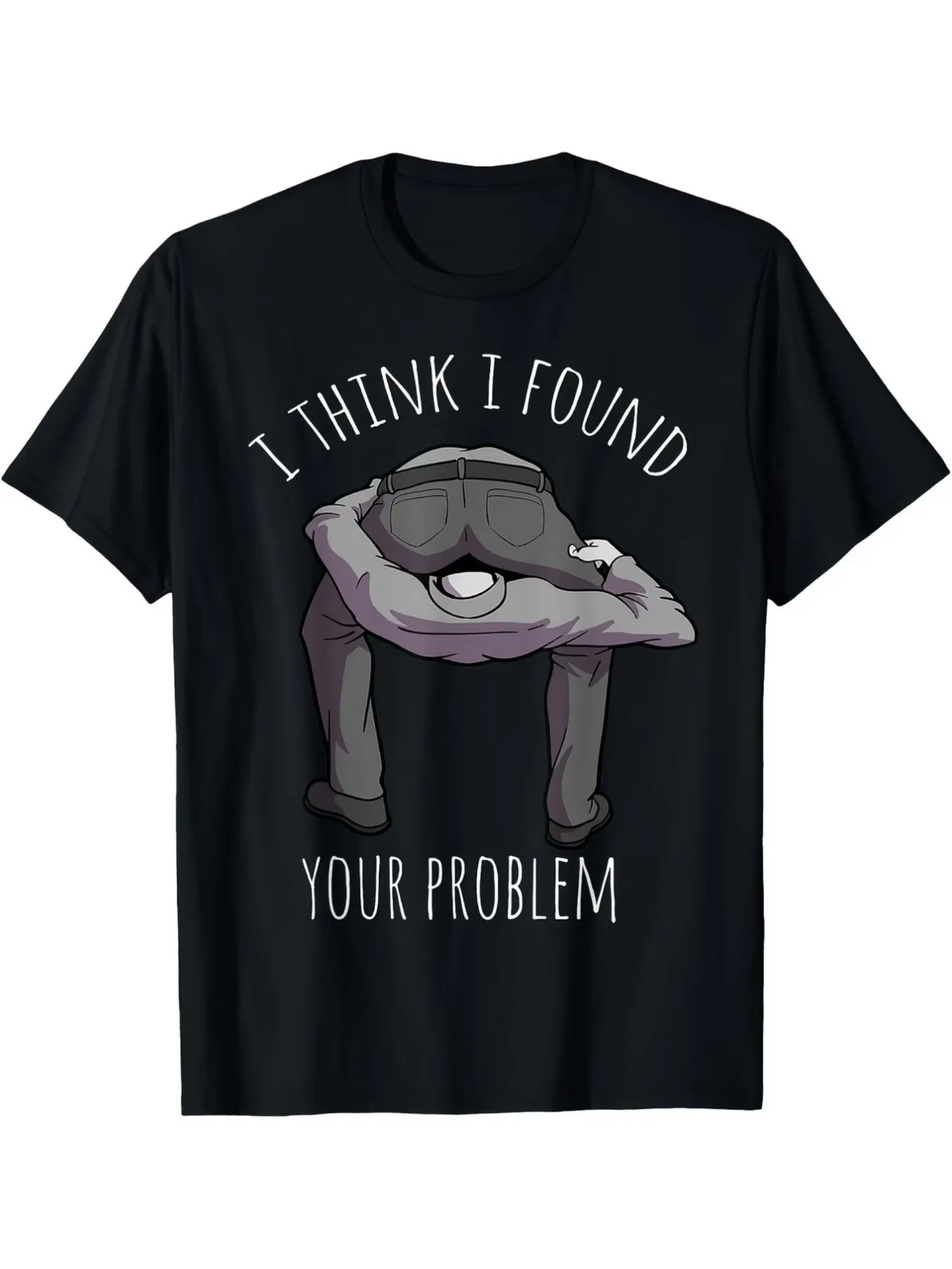 I THINK I FOUND YOUR PROBLEM Plus Size T-Shirt Oversized Men'S T-Shirt Black Humor Quote Print Loose Short Sleeve Round Neck Cut